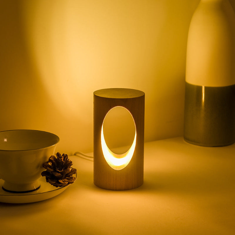 LED Leselampe – Tischlampe aus echtem Holz mit Glasdesign für Wohnzimmer & Schlafzimmer
