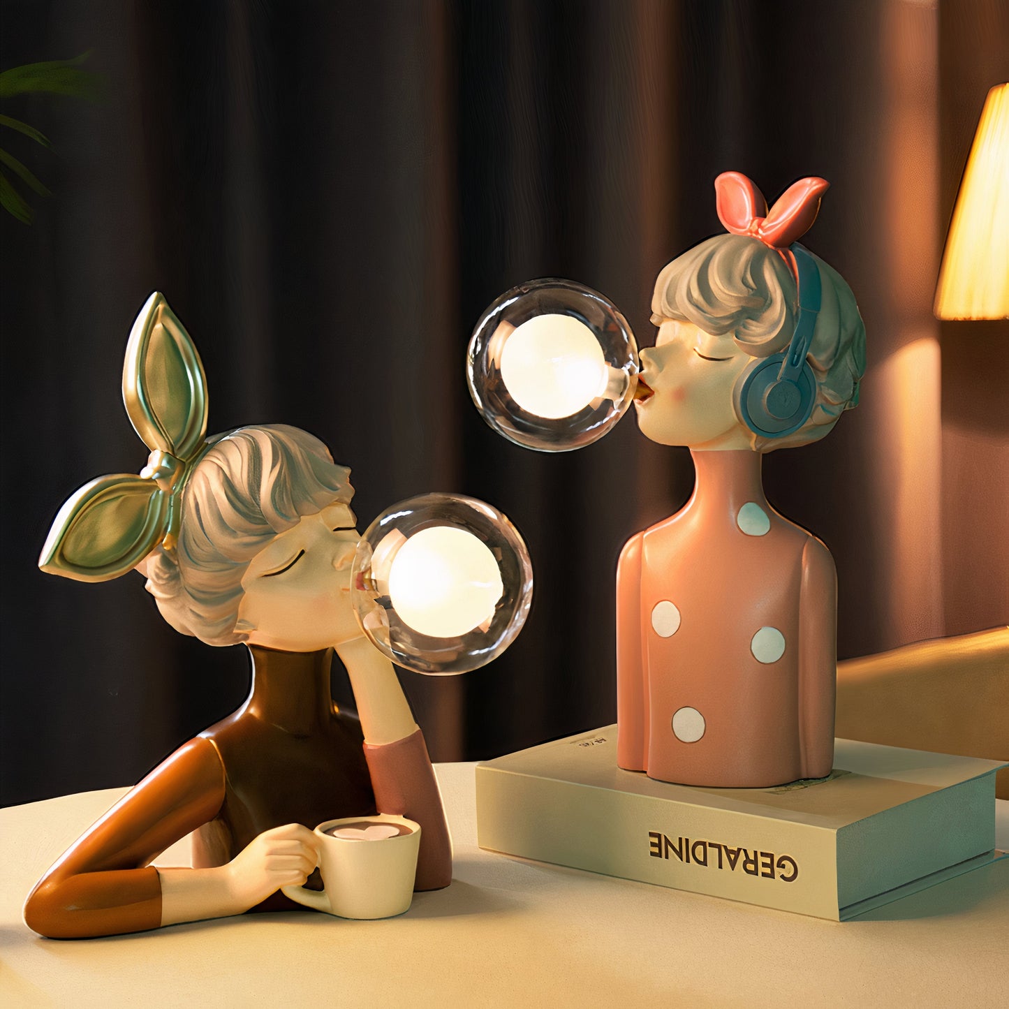 Handgefertigte Artisan Tischlampe aus Holz & Textil – Elegantes Design mit USB-Anschluss