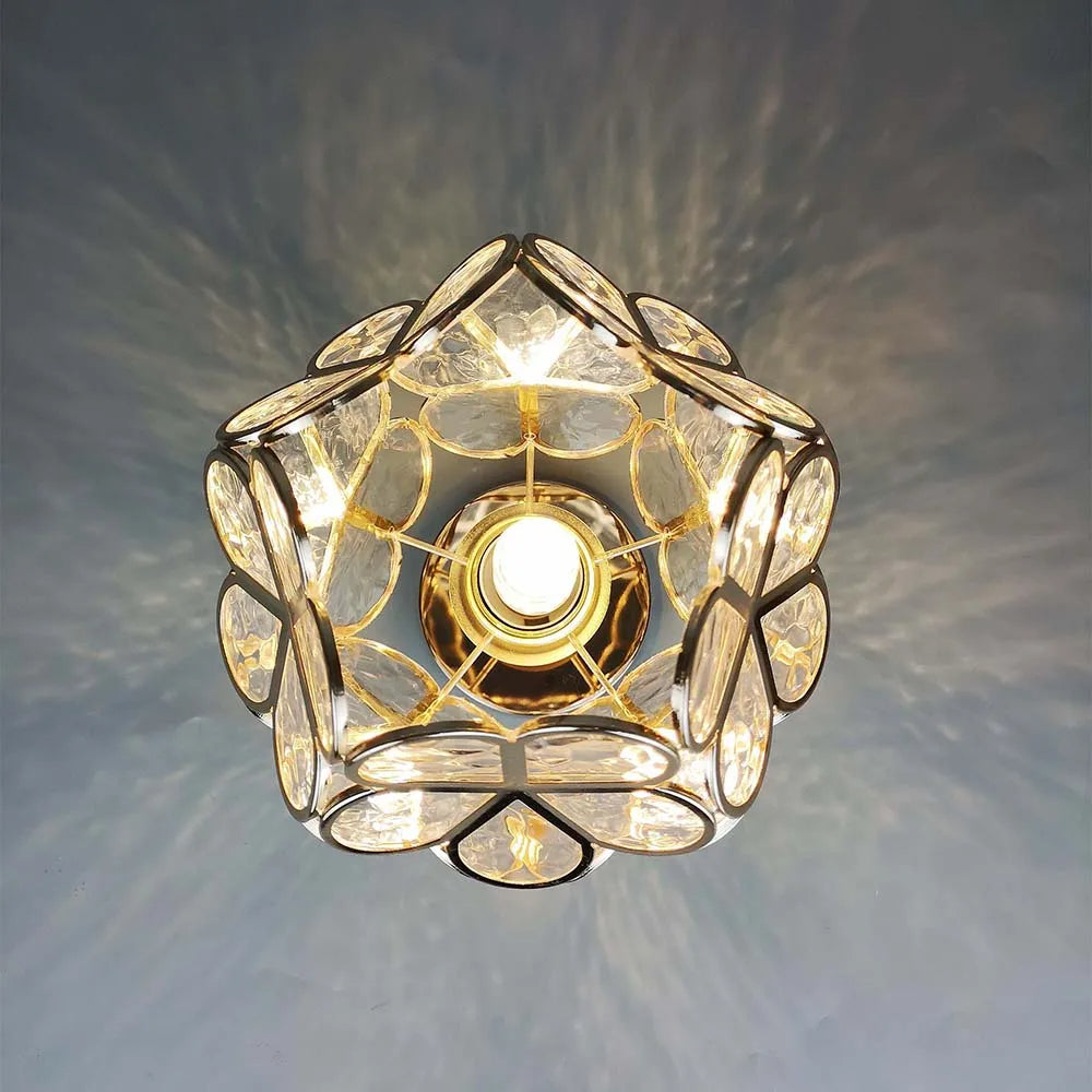 Florale Glas-Deckenleuchte mit Lichtreflexion