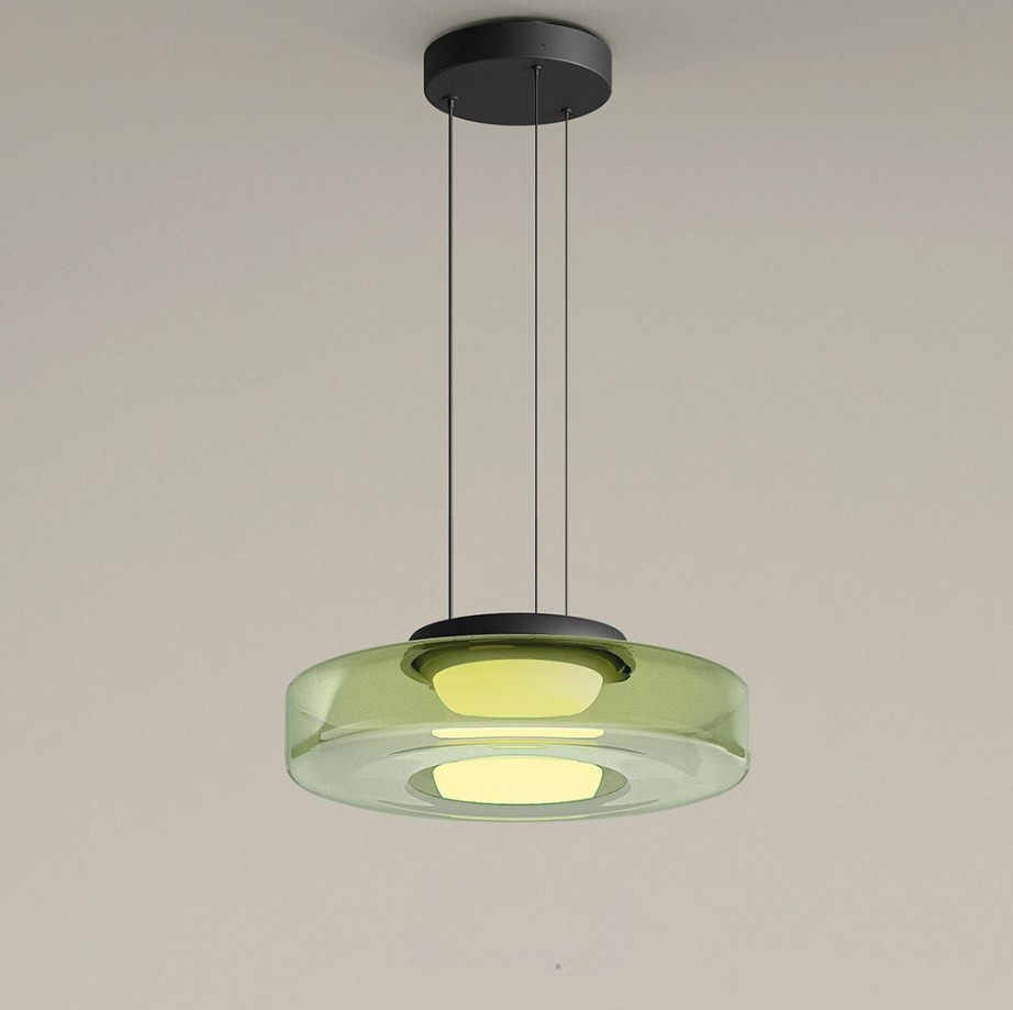 Bauhaus-inspirierte Glas Pendelleuchte mit LED und Höhenverstellung