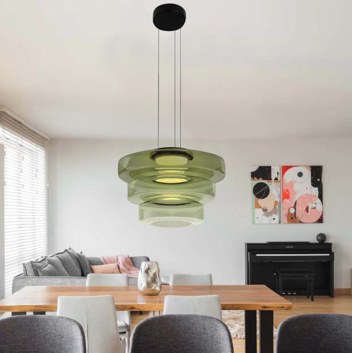 Bauhaus-inspirierte Glas Pendelleuchte mit LED und Höhenverstellung