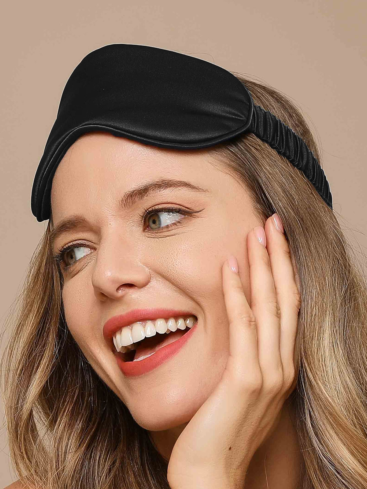 Schlichte Schlafmaske für Damen – Augenmaske mit Paspelierung und Gummiband