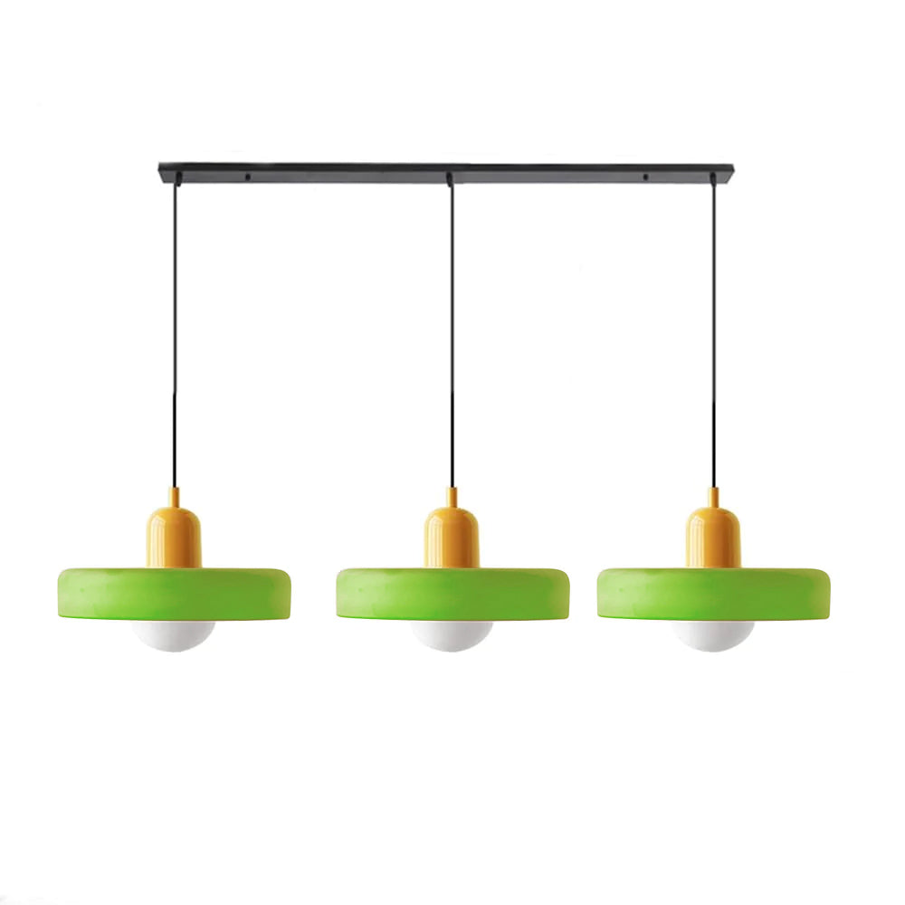 LED Pendelleuchte mit farbigen Glasschirmen für Wohnzimmer und Esszimmer