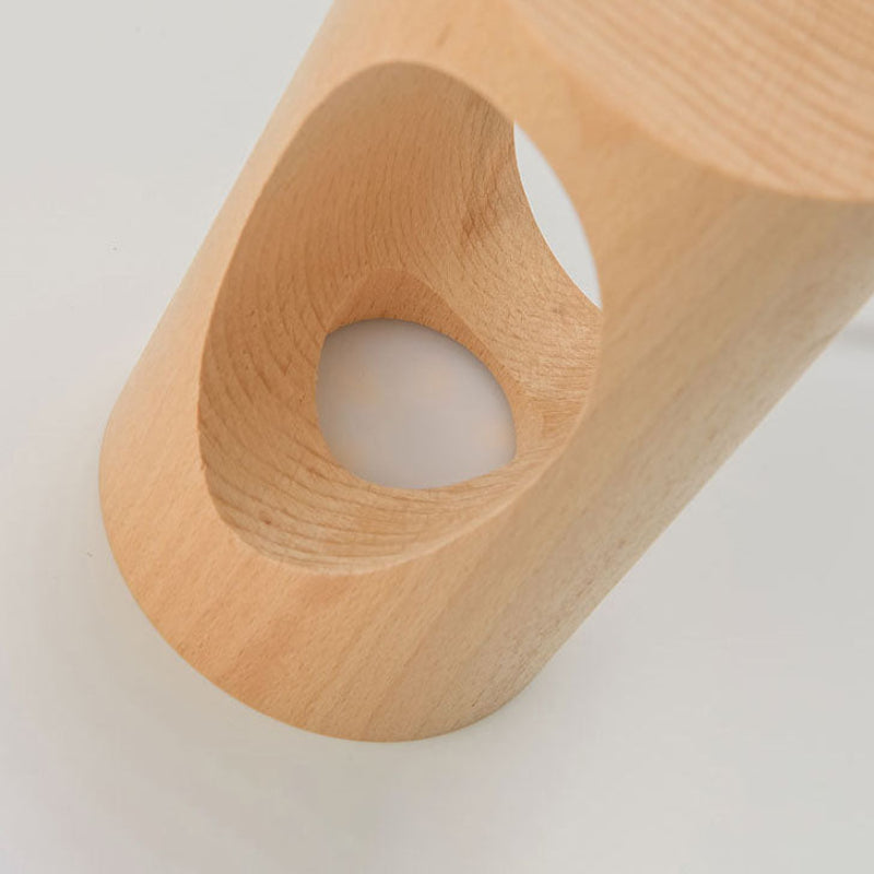 LED Leselampe – Tischlampe aus echtem Holz mit Glasdesign für Wohnzimmer & Schlafzimmer