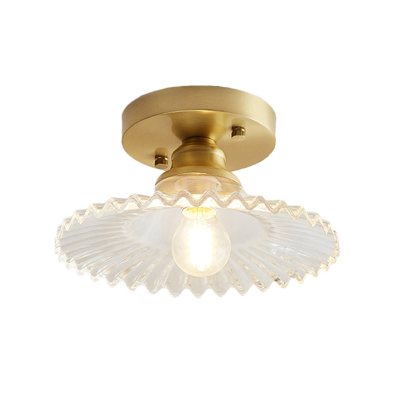 Semi-Flush-Deckenleuchte mit geripptem Glas
