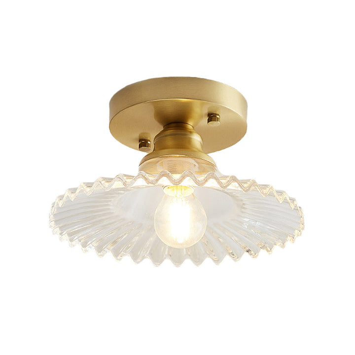 Semi-Flush-Deckenleuchte mit geripptem Glas