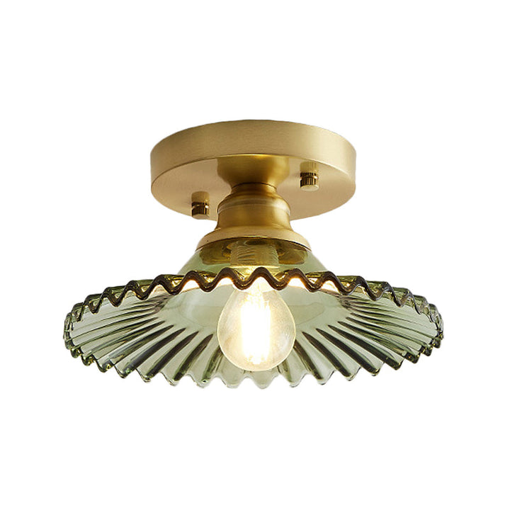 Semi-Flush-Deckenleuchte mit geripptem Glas