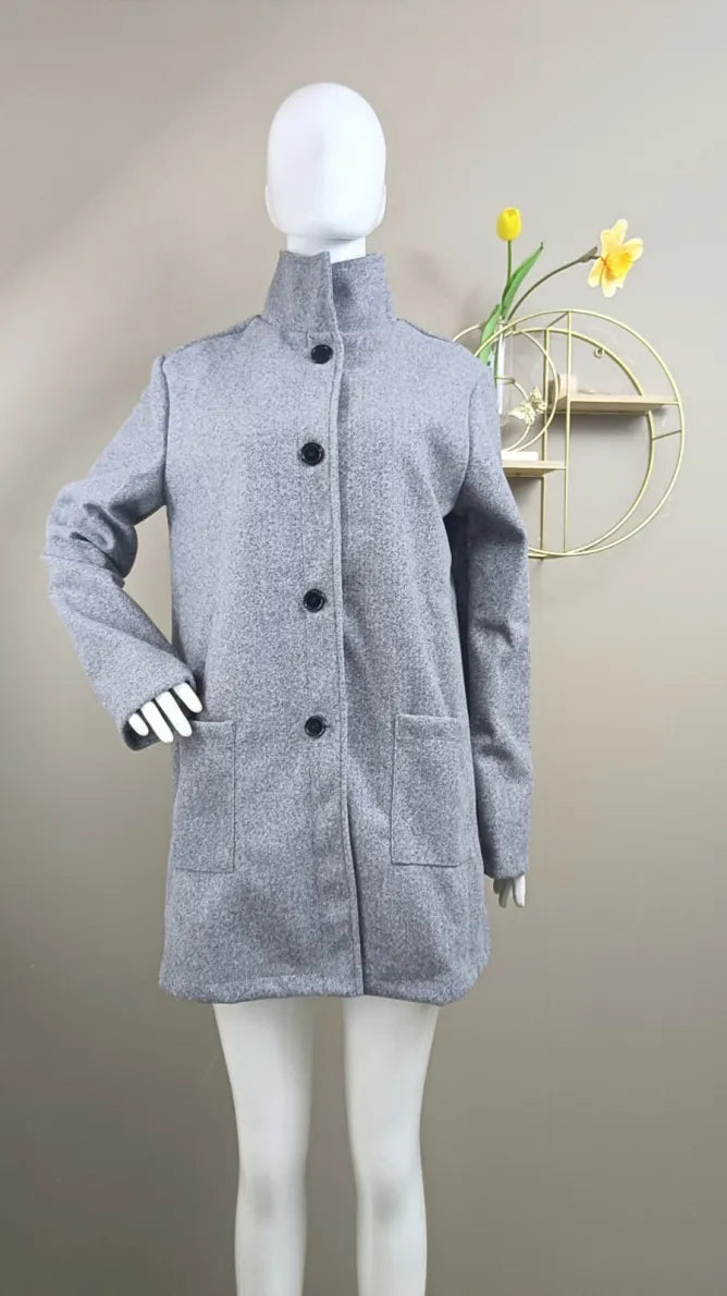 Damen Mantel Mit Knopfleiste Und Klassischem Schnitt