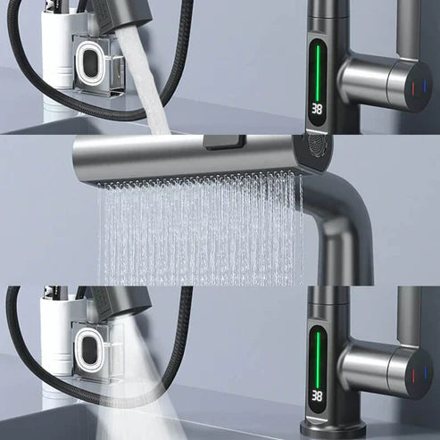 Flexibler Küchen-Wasserhahn mit Display – 360° drehbar & 5 Strahlarten
