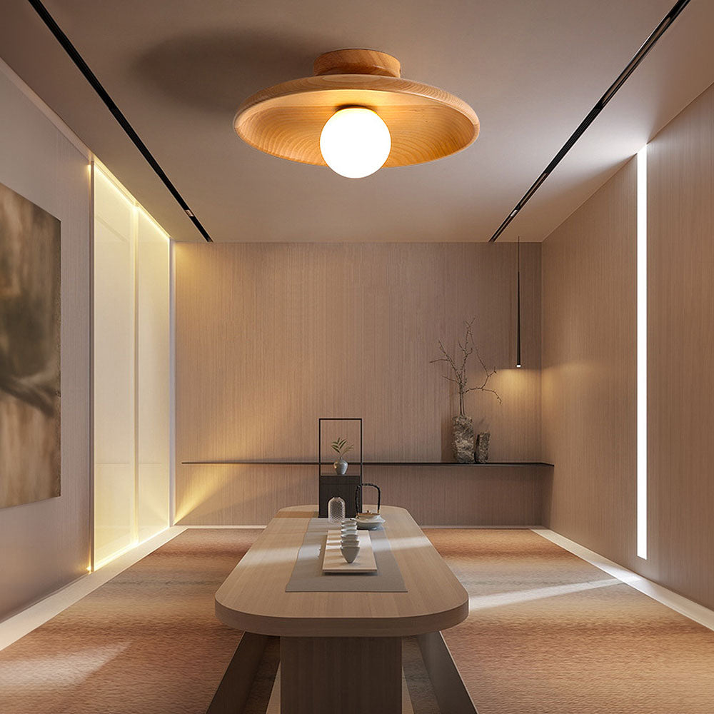 Holz-Deckenleuchte nordisch – rund, minimalistisch & modern