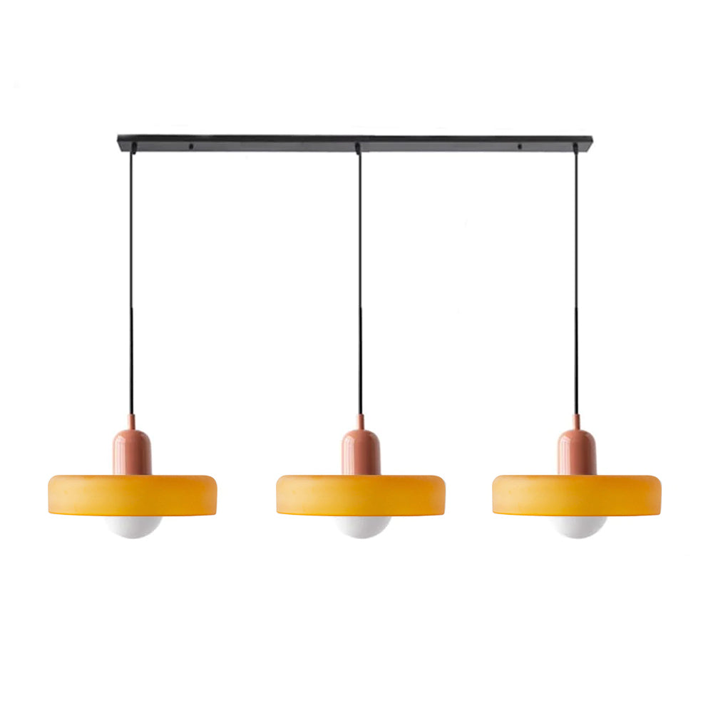 LED Pendelleuchte mit farbigen Glasschirmen für Wohnzimmer und Esszimmer