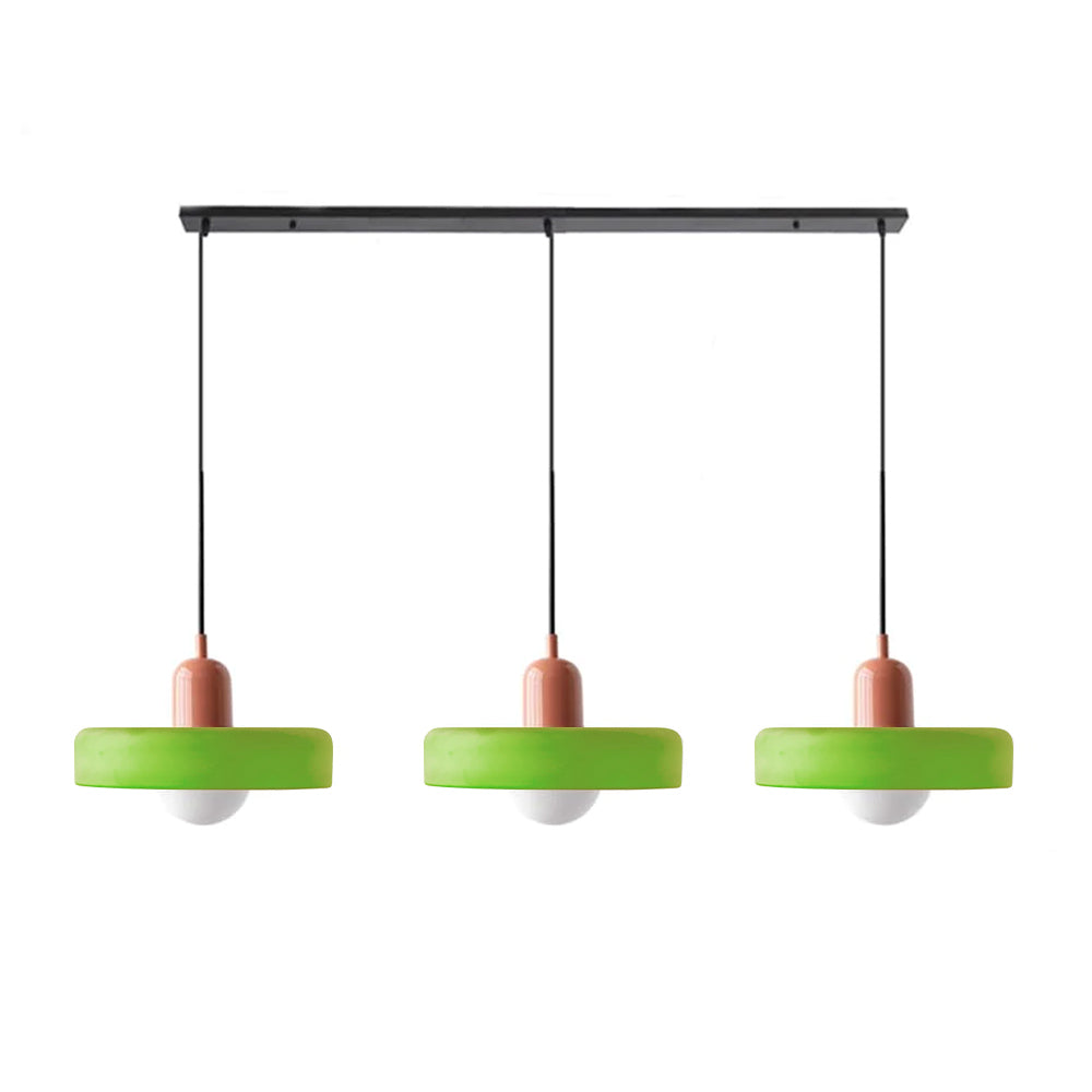 LED Pendelleuchte mit farbigen Glasschirmen für Wohnzimmer und Esszimmer