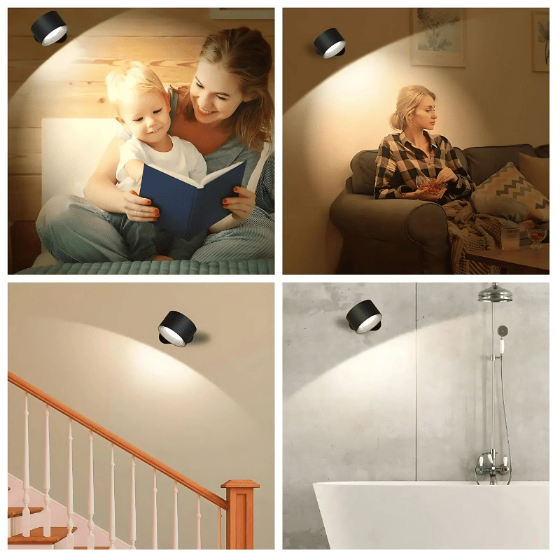 Kabellose LED-Wandlampe mit Akku & 360° Drehung