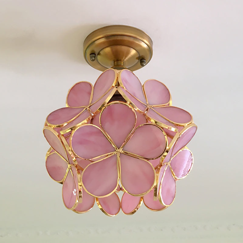 Florale Deckenleuchte im Retro-Stil – wählbar in Rosa, Blau, Grün oder Transparent
