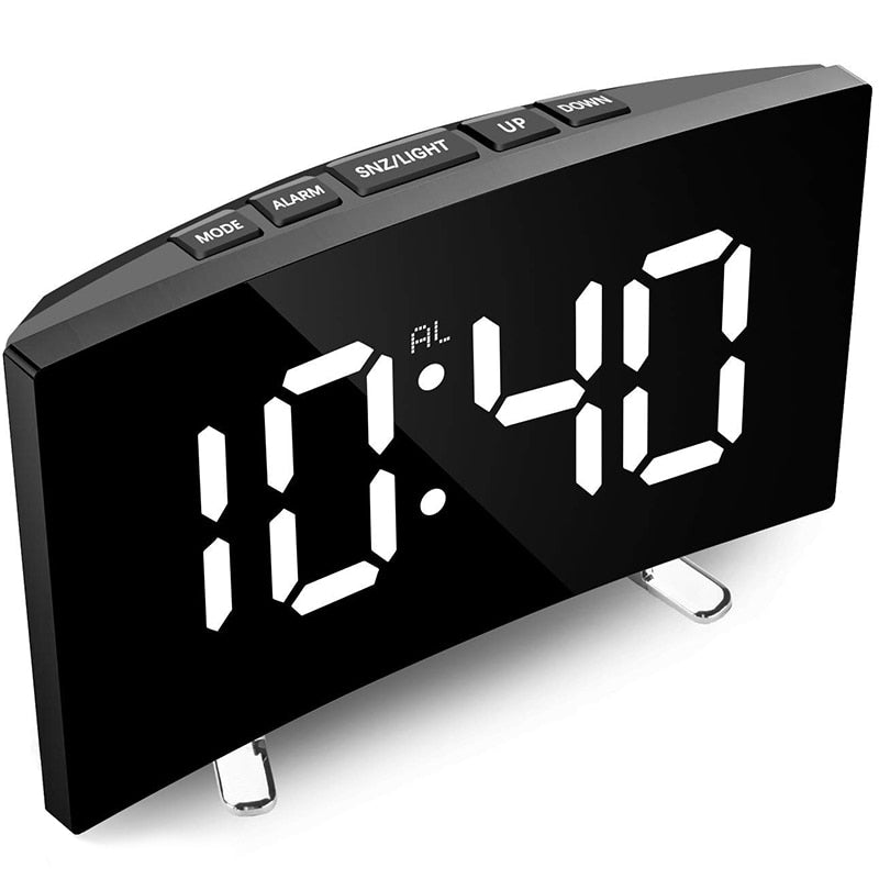LED-Wecker CurveClock gebogen mit Großanzeige – dimmbar, leise & modern