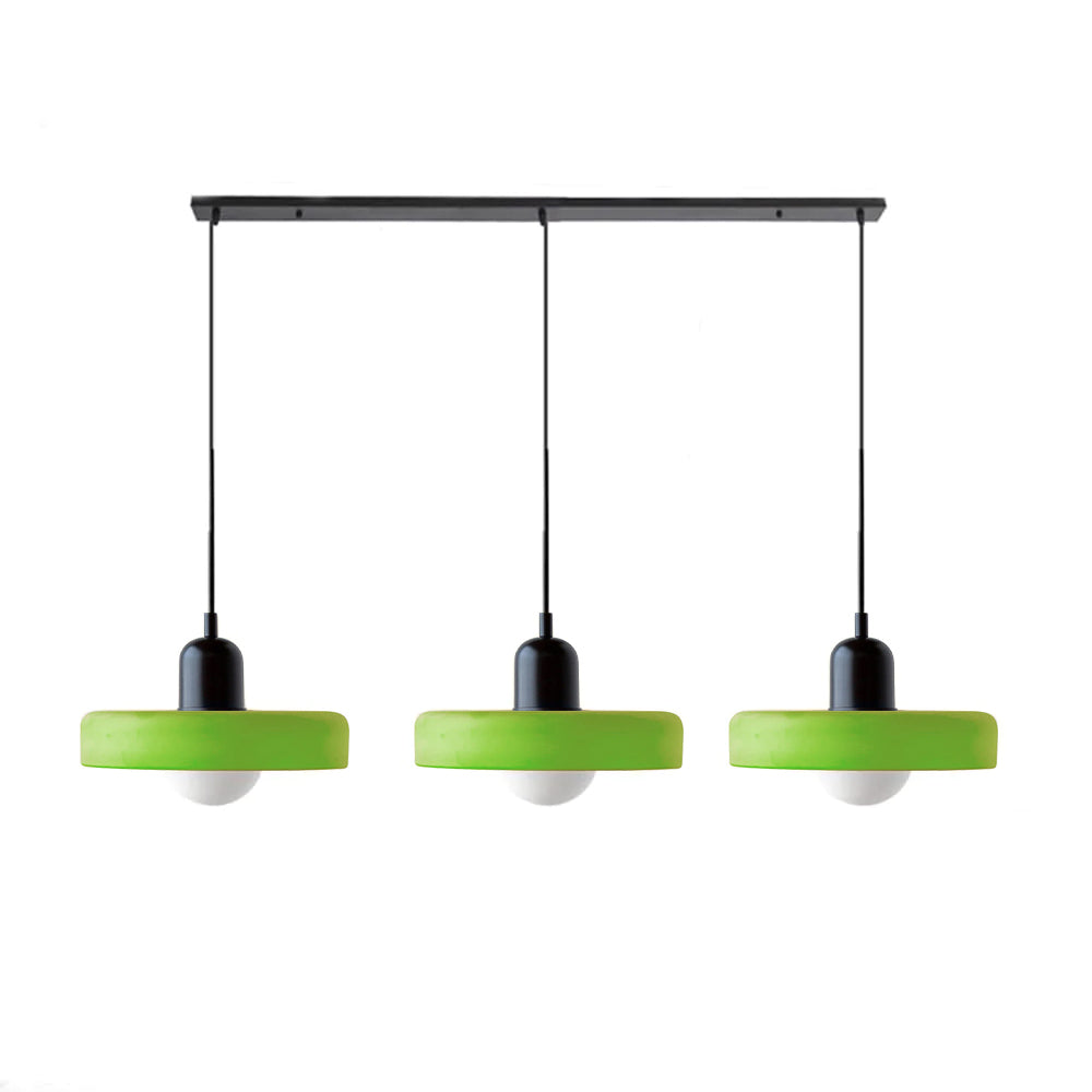 LED Pendelleuchte mit farbigen Glasschirmen für Wohnzimmer und Esszimmer