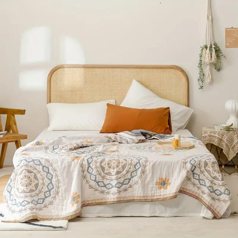 Baumwolldecke Mandala – Boho Plaid mit Baumwollstoff