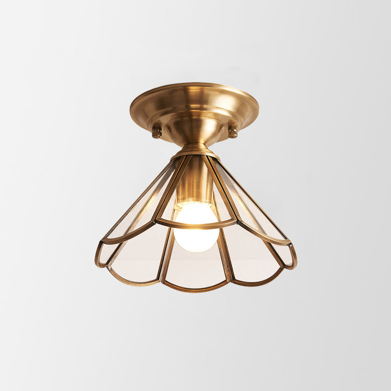 Single-Bulb Flush Mount Lighting Minimalism Scalloped Metal Semi Flush Mount in Brass Clearhalo 'Ceiling Lights' 'Close To Ceiling Lights' 'Close to ceiling' 'Semi-flushmount' Lighting' 2057649