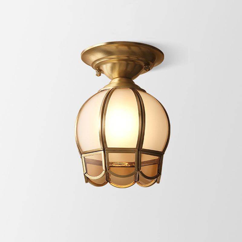 Single-Bulb Flush Mount Lighting Minimalism Scalloped Metal Semi Flush Mount in Brass Brass D Clearhalo 'Ceiling Lights' 'Close To Ceiling Lights' 'Close to ceiling' 'Semi-flushmount' Lighting' 2057652