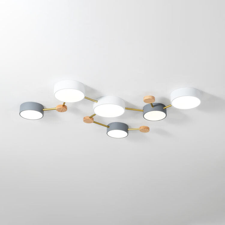 Skandinavische LED Deckenleuchte aus Holz und Metall