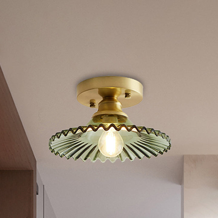 Semi-Flush-Deckenleuchte mit geripptem Glas