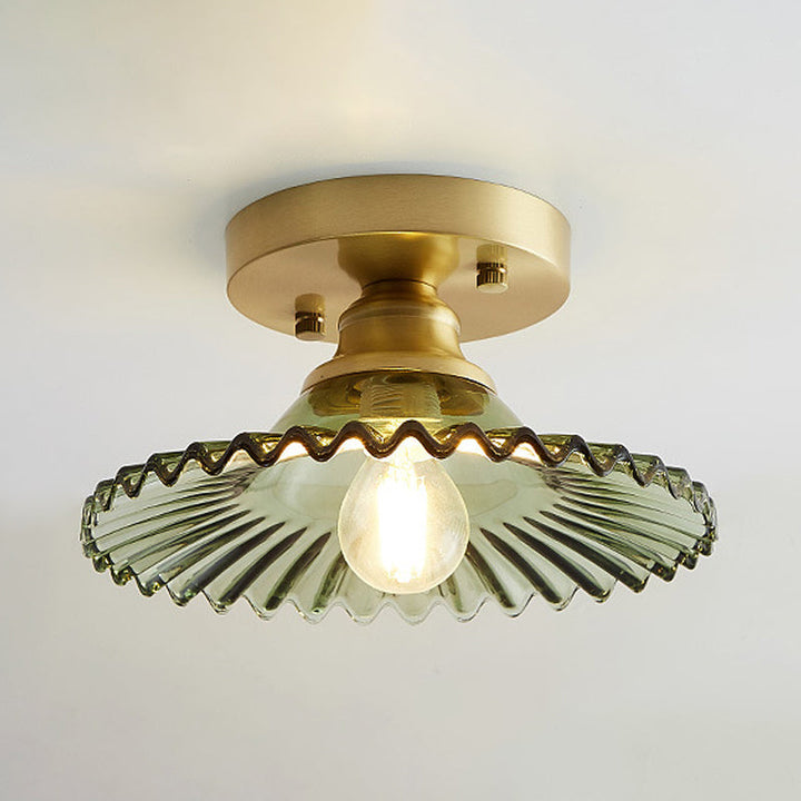 Semi-Flush-Deckenleuchte mit geripptem Glas