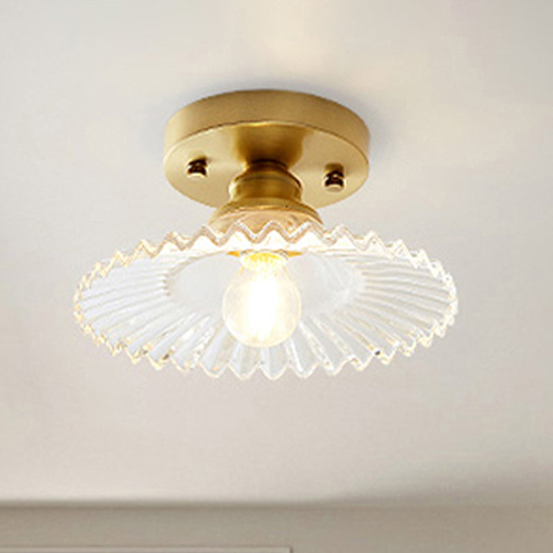 Semi-Flush-Deckenleuchte mit geripptem Glas