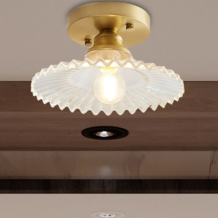 Semi-Flush-Deckenleuchte mit geripptem Glas