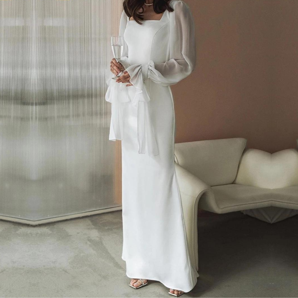 Damen Abendkleid Mit Transparenten Ärmeln