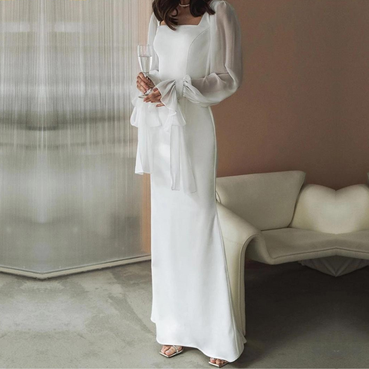 Damen Abendkleid Mit Transparenten Ärmeln