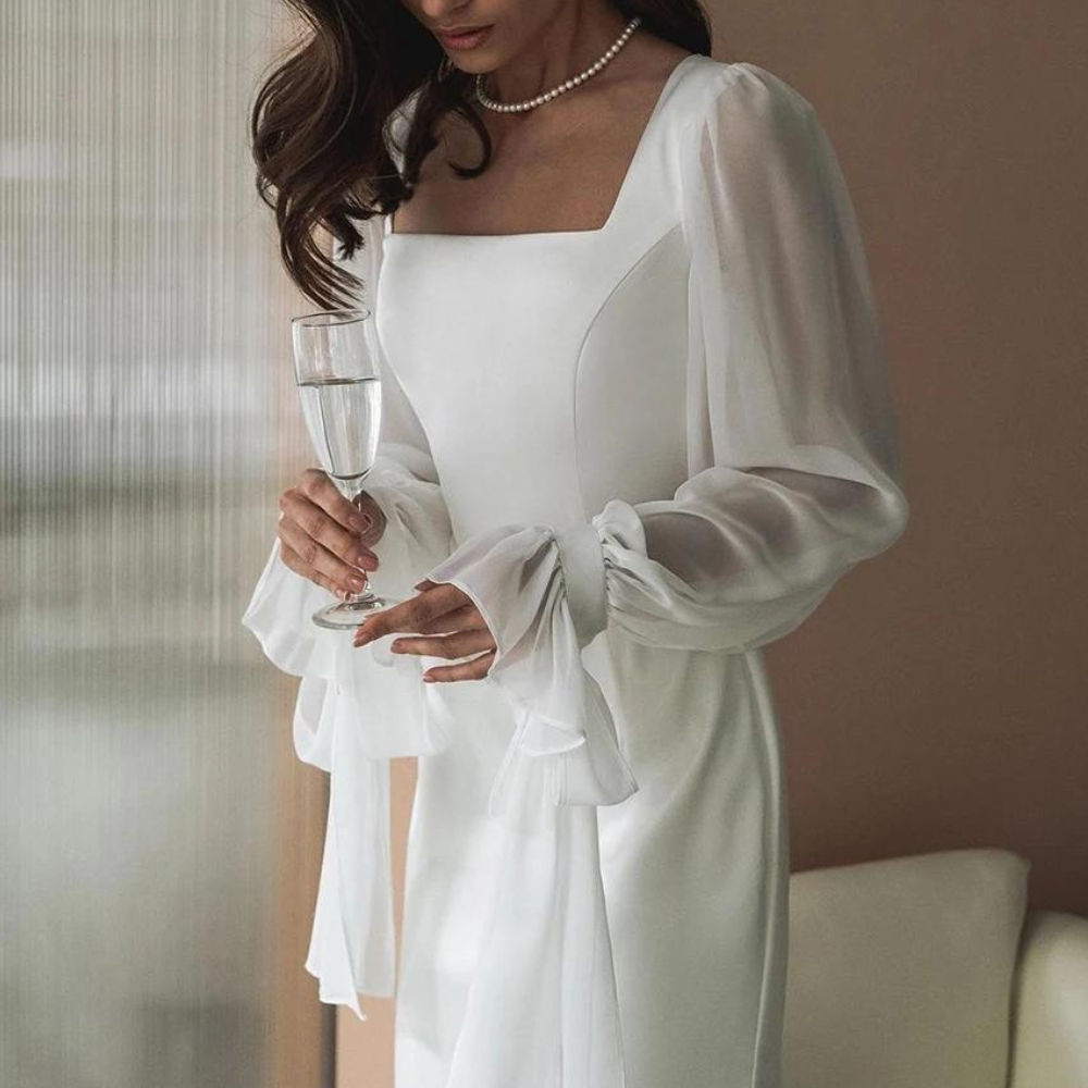 Damen Abendkleid Mit Transparenten Ärmeln