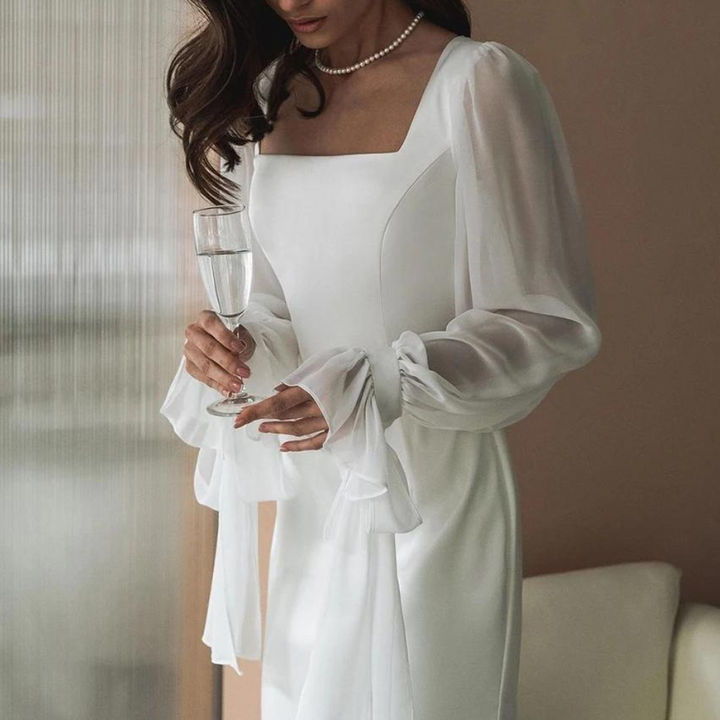 Damen Abendkleid Mit Transparenten Ärmeln
