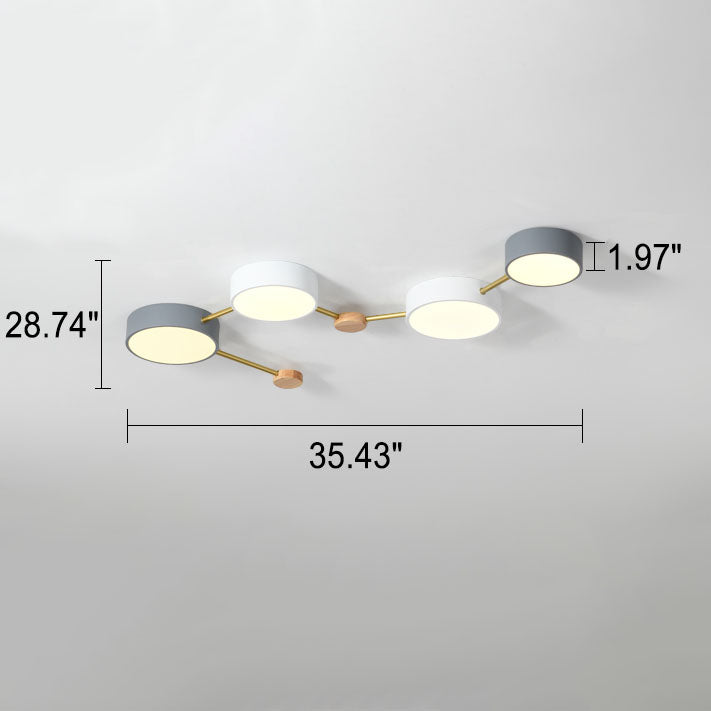 Skandinavische LED Deckenleuchte aus Holz und Metall