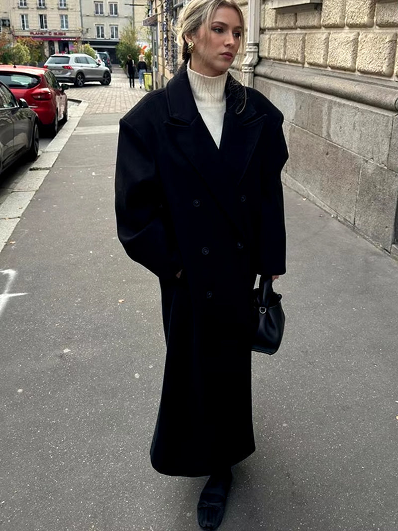 Damen Mantel Mit Doppelreihiger Knopfleiste Und Oversized Schnitt