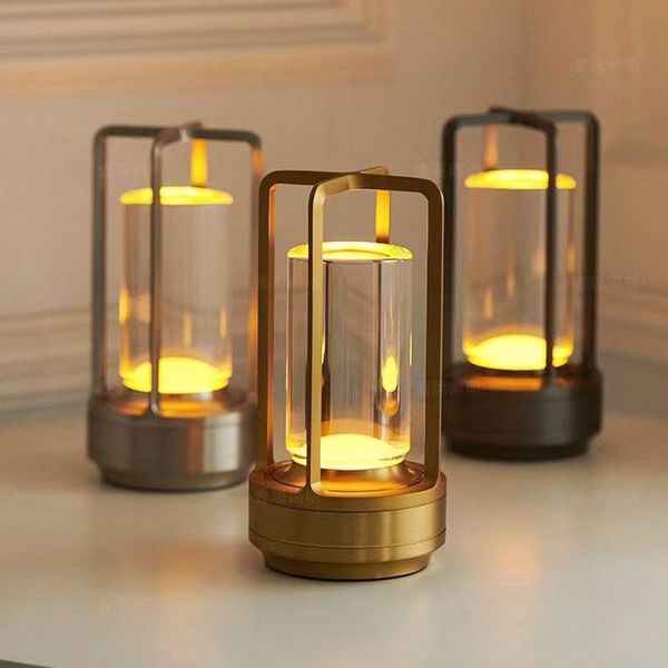 Kristall LED Tischlampe mit Touch-Dimmer & USB – Wiederaufladbar, Wasserdicht & 3 Lichtfarben
