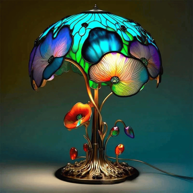 Buntglas Tischlampe - Dekoratives Gemütliches Leuchten
