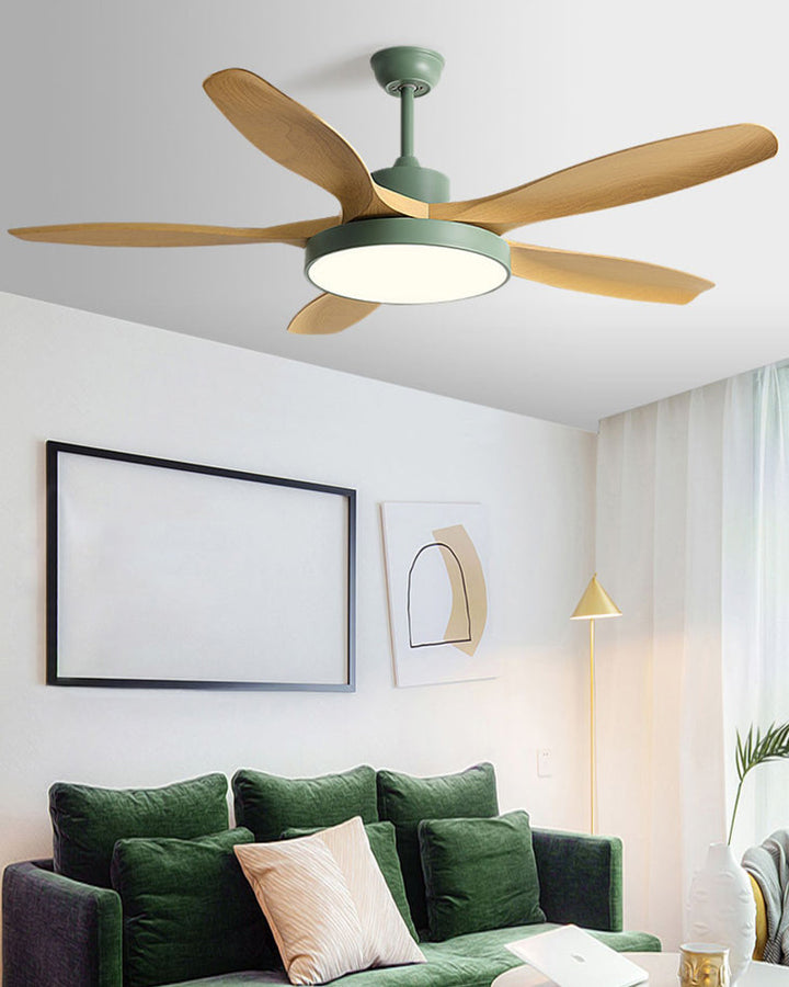 Skandinavischer Deckenventilator mit LED-Licht und Wendemotor