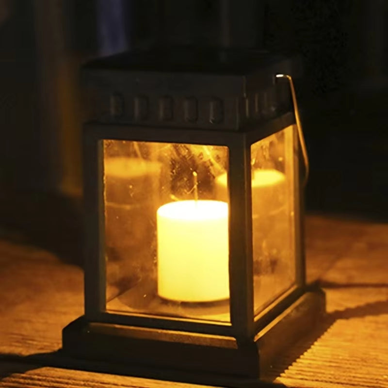 Solarbetriebene Retro-Gartenlaterne mit LED-Kerzenlicht für stimmungsvolle Nächte