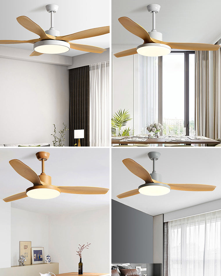 Skandinavischer Deckenventilator mit LED-Licht und Wendemotor