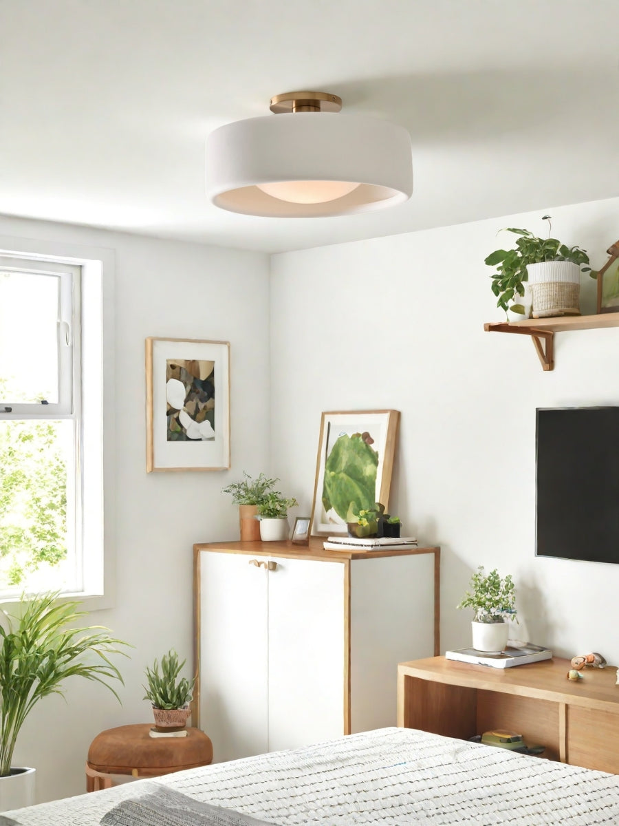Porzellan Deckenleuchte – Moderne Flush Mount Lampe mit Metallbasis
