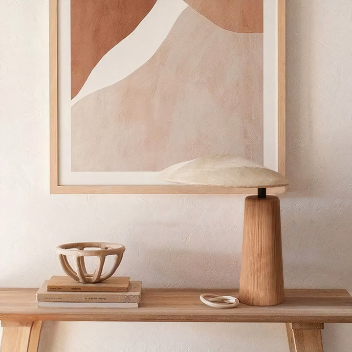 Wabi-Sabi Tischlampe aus Holz