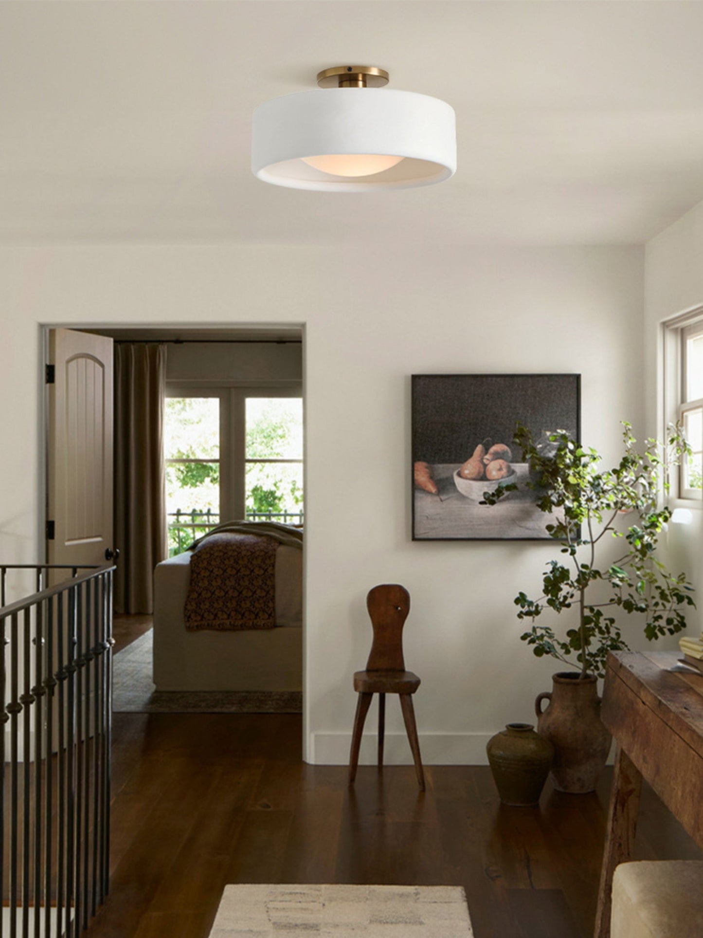 Porzellan Deckenleuchte – Moderne Flush Mount Lampe mit Metallbasis