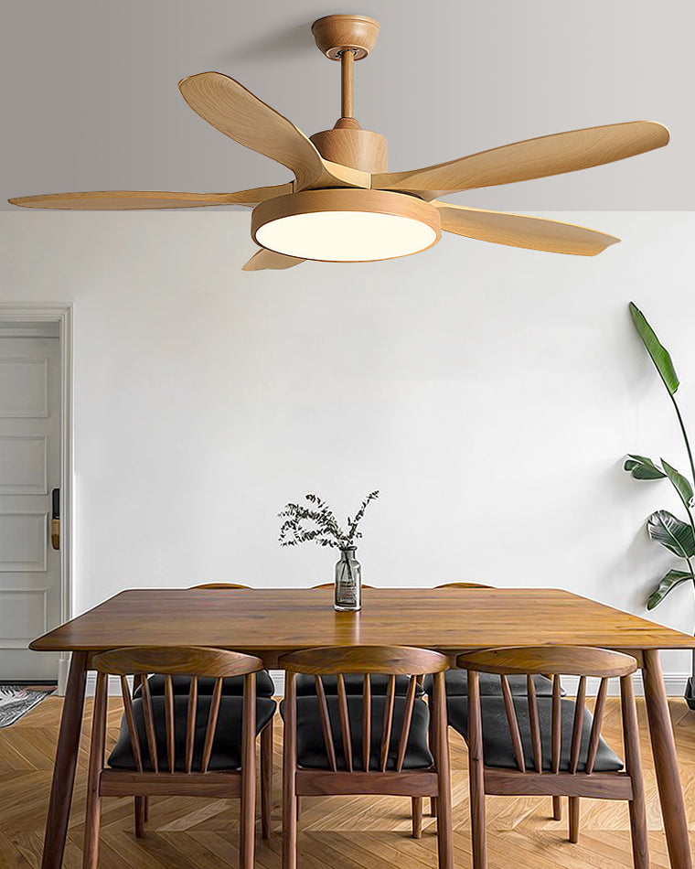 Skandinavischer Deckenventilator mit LED-Licht und Wendemotor