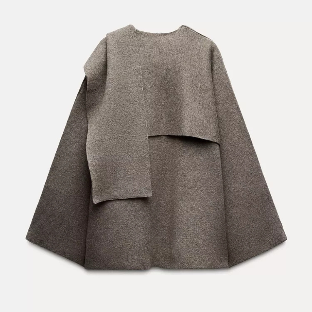 Damen Cape Mantel Mit Asymmetrischem Design