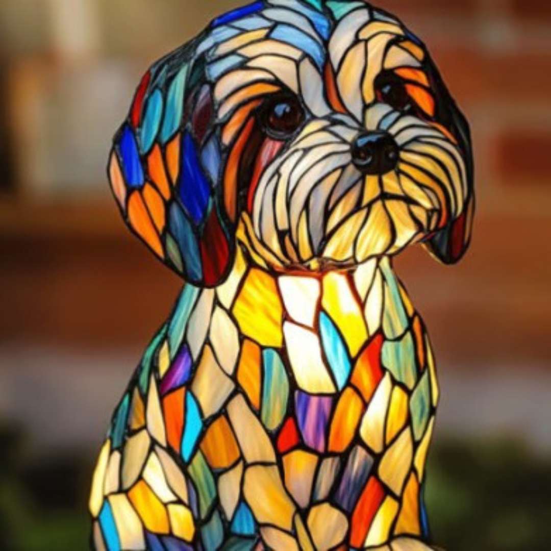 Magische Hundelampe aus Buntglas