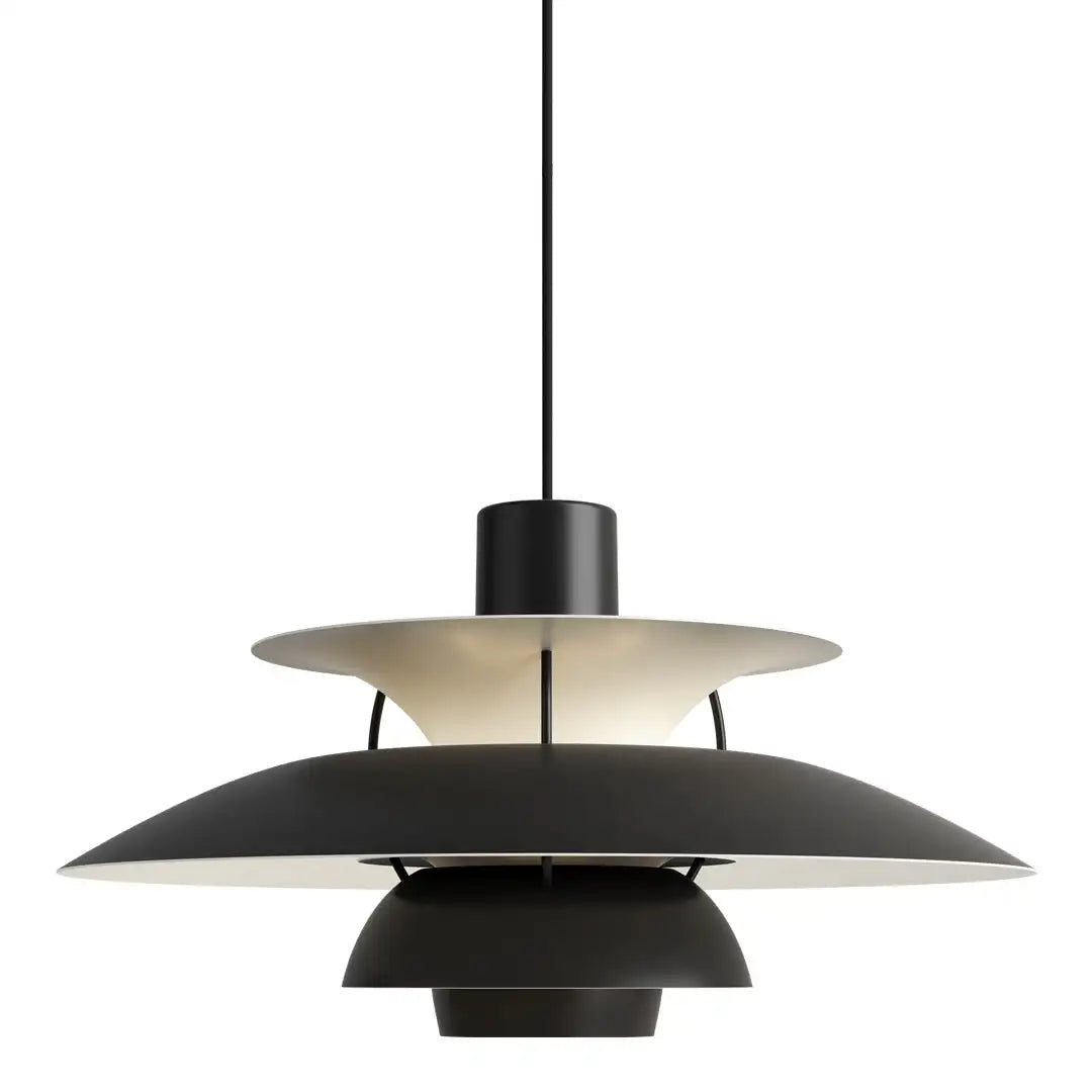 Weiße Pendelleuchte, modernes Design, skandinavischer Stil, Wohnzimmerbeleuchtung, minimalistisch.