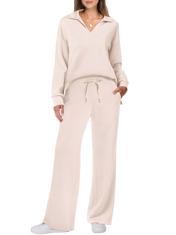 Damen Freizeit Zweiteiler Mit Lockerem Pullover Und Hose
