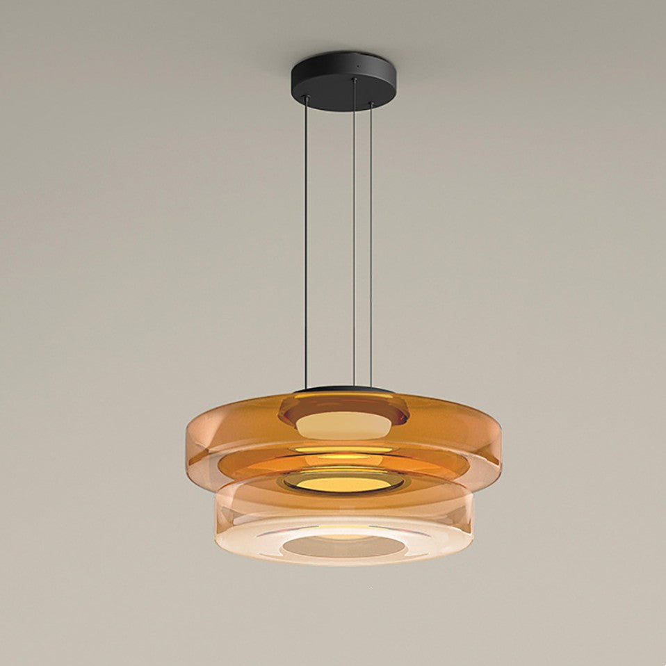 Bauhaus-inspirierte Glas Pendelleuchte mit LED und Höhenverstellung