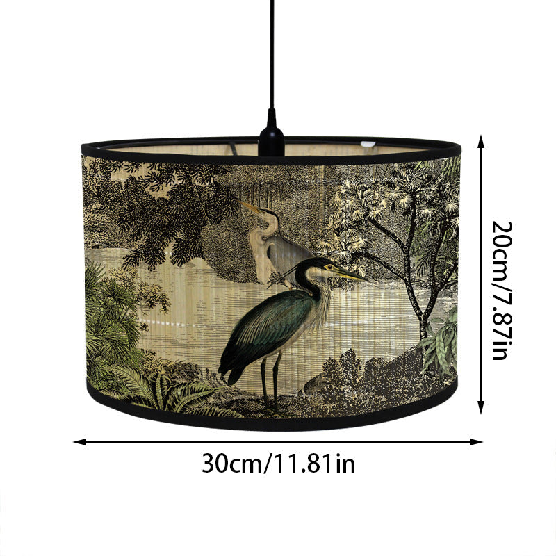 Tropischer Lampenschirm mit Tiermotiven im Vintage-Stil – rund & dekorativ