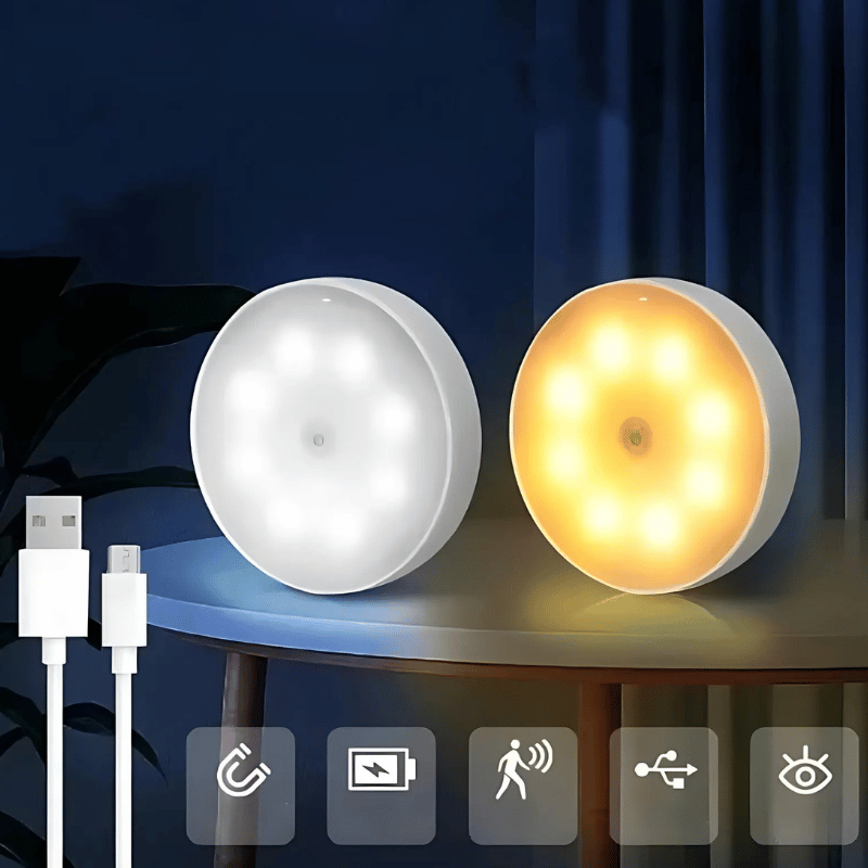 LED Nachtlicht mit Bewegungsmelder – Wiederaufladbar, Energieeffizient, Kabellos